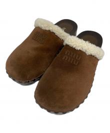 MIU MIU（ミュウミュウ）の古着「スエード クロッグ」｜ココアブラウン