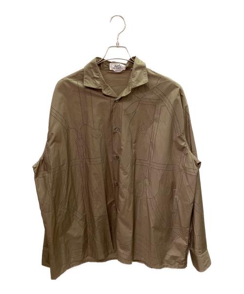 HERMES（エルメス）HERMES (エルメス) パンチングデザインシャツ カーキ サイズ:41の古着・服飾アイテム