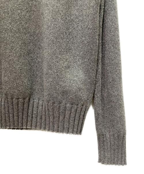 HERMES（エルメス）HERMES (エルメス) カシミヤ袖レザーデザインニット グレー サイズ:Ｌの古着・服飾アイテム