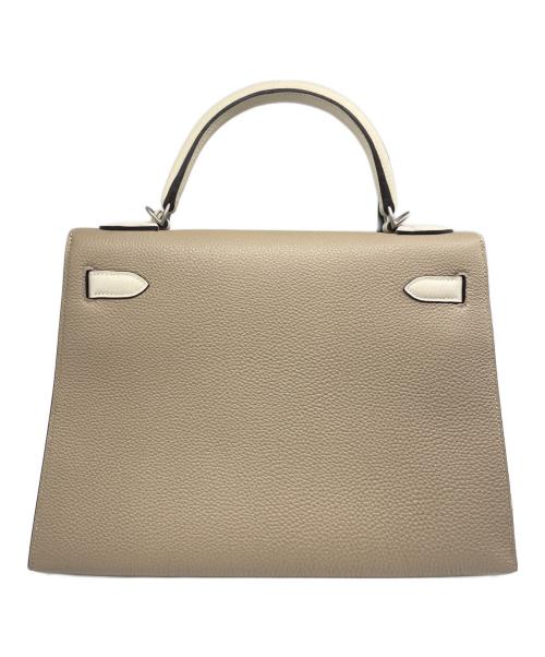 HERMES（エルメス）HERMES (エルメス) ケリー32 外縫い/マットシルバー金具/トゴ/エトゥープ×アイボリー系/A刻印 エトゥープ×アイボリー系 サイズ:32の古着・服飾アイテム