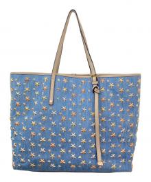 JIMMY CHOO（ジミーチュウ）の古着「スタッズトートバッグ」｜スカイブルー