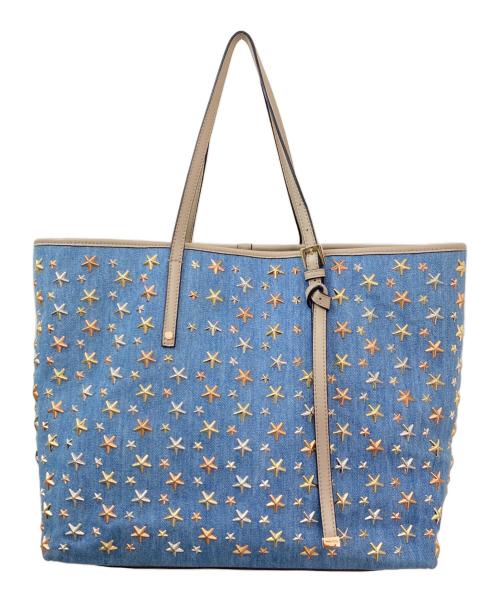 JIMMY CHOO（ジミーチュウ）JIMMY CHOO (ジミーチュウ) スタッズトートバッグ スカイブルーの古着・服飾アイテム