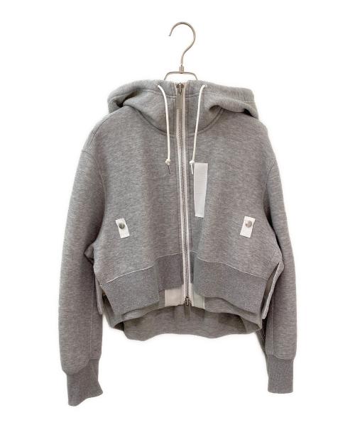 sacai（サカイ）sacai (サカイ) デザインショートフーディー ライトグレー サイズ:2の古着・服飾アイテム