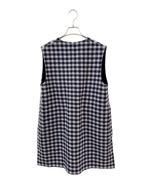 DRAWER（ドゥロワー）DRAWER (ドゥロワー) ウールケヌキチェックコンビジレ ネイビー×グレー サイズ:36の古着・服飾アイテム