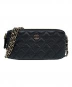 CHANELシャネル）の古着「Wジップ チェーンウォレット」｜ブラック