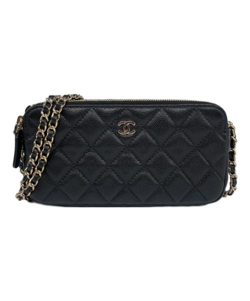 CHANEL（シャネル）CHANEL (シャネル) Wジップ チェーンウォレット ブラックの古着・服飾アイテム