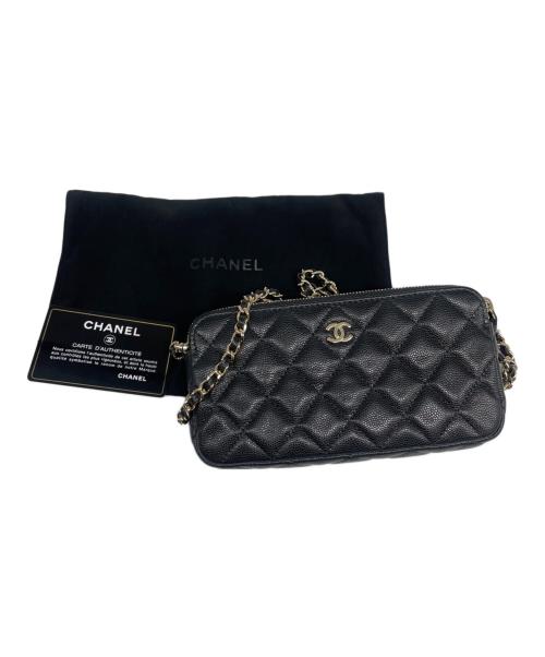 CHANEL（シャネル）CHANEL (シャネル) Wジップ チェーンウォレット ブラックの古着・服飾アイテム