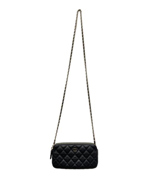 CHANEL（シャネル）CHANEL (シャネル) Wジップ チェーンウォレット ブラックの古着・服飾アイテム