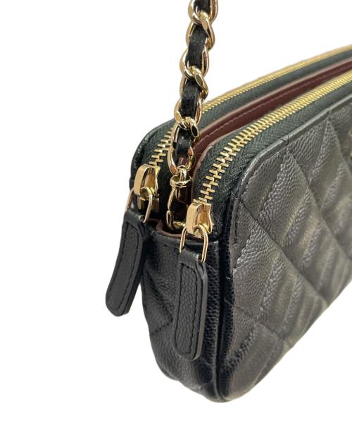 CHANEL（シャネル）CHANEL (シャネル) Wジップ チェーンウォレット ブラックの古着・服飾アイテム