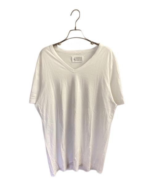 Maison Margiela（メゾンマルジェラ）Maison Margiela (メゾンマルジェラ) Vネック半袖カットソー ホワイト サイズ:Lの古着・服飾アイテム