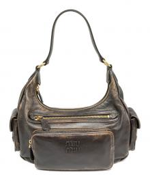 MIU MIU（ミュウミュウ）の古着「ポケット ナッパレザー バッグ 5BC189」｜ダークブラウン