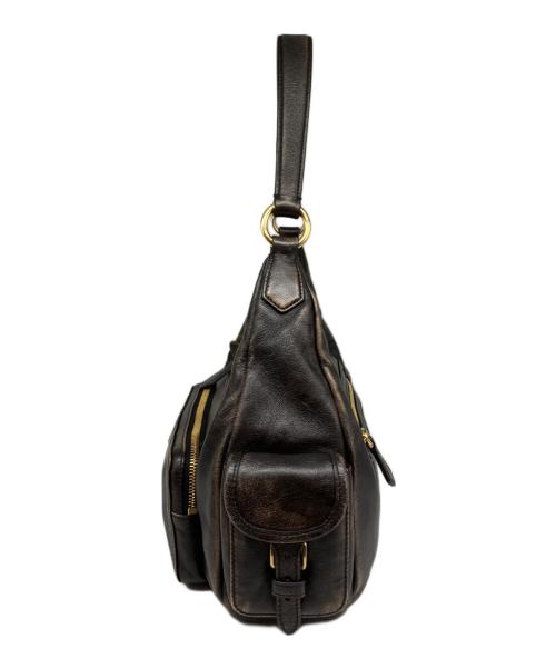 MIU MIU（ミュウミュウ）MIU MIU (ミュウミュウ) ポケット ナッパレザー バッグ 5BC189 ダークブラウンの古着・服飾アイテム