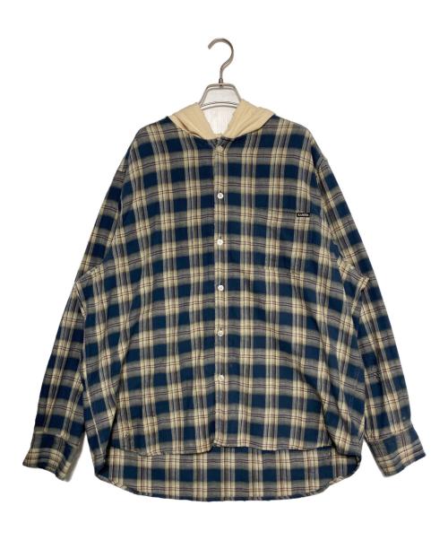 KAMIYA（カミヤ）KAMIYA (カミヤ) 25SS フーデッド チェックシャツ スカイブルー サイズ:Sの古着・服飾アイテム