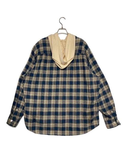 KAMIYA（カミヤ）KAMIYA (カミヤ) 25SS フーデッド チェックシャツ スカイブルー サイズ:Sの古着・服飾アイテム