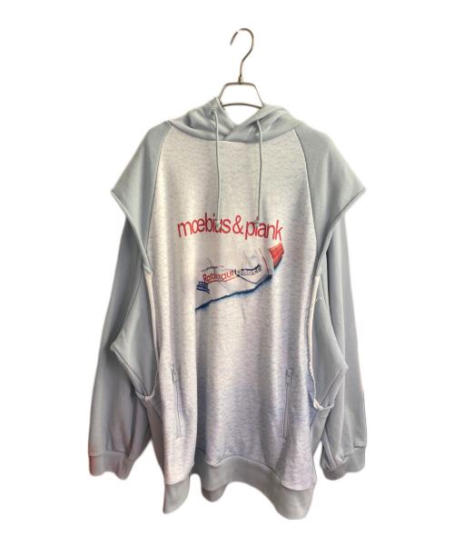 UNDERCOVER（アンダーカバー）UNDERCOVER (アンダーカバー) デザインコットンスウェットレイヤードフーディー スカイブルー サイズ:4の古着・服飾アイテム