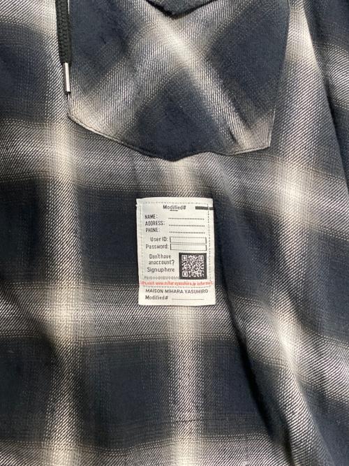 MIHARA YASUHIRO（ミハラヤスヒロ）MIHARA YASUHIRO (ミハラヤスヒロ) Hoodie Combine Checkered Shirt ブラック×ホワイト サイズ:50の古着・服飾アイテム