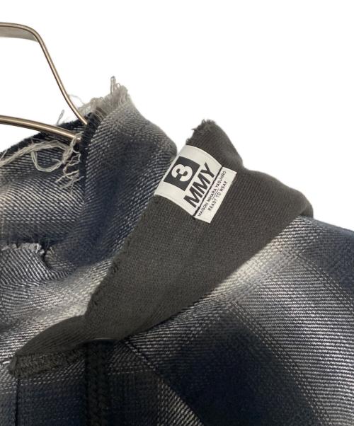 MIHARA YASUHIRO（ミハラヤスヒロ）MIHARA YASUHIRO (ミハラヤスヒロ) Hoodie Combine Checkered Shirt ブラック×ホワイト サイズ:50の古着・服飾アイテム