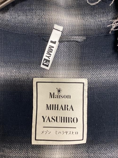 MIHARA YASUHIRO（ミハラヤスヒロ）MIHARA YASUHIRO (ミハラヤスヒロ) Hoodie Combine Checkered Shirt ブラック×ホワイト サイズ:50の古着・服飾アイテム
