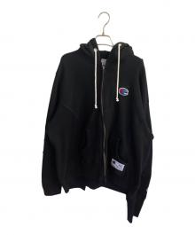Champion×UNDERCOVER（チャンピオン×アンダーカバー）の古着「リバースウィーブジップフーデッドスウェットシャツ」｜ブラック