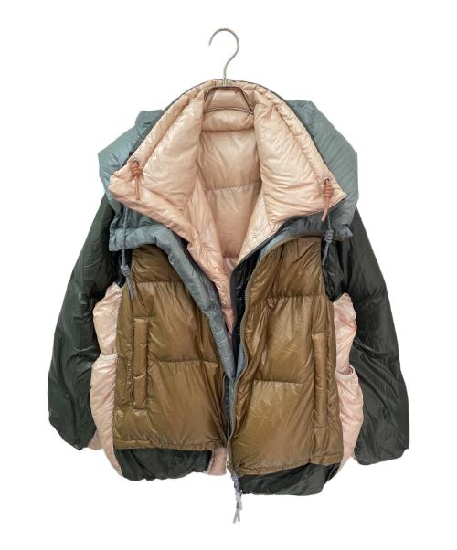 beautiful people（ビューティフルピープル）beautiful people (ビューティフルピープル) NANGA (ナンガ) multilayering down vest blouson ピンク×グリーン サイズ:42の古着・服飾アイテム