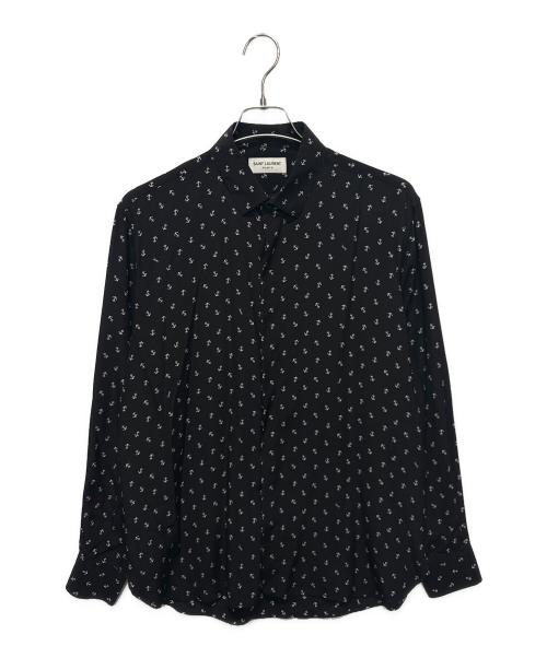 Saint Laurent Paris（サンローランパリ）Saint Laurent Paris (サンローランパリ) アンカー 総柄シャツ ブラック サイズ:39の古着・服飾アイテム