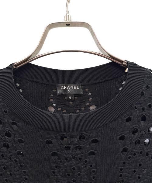 CHANEL（シャネル）CHANEL (シャネル) CCボタン コットンニットワンピース ブラック サイズ:36の古着・服飾アイテム