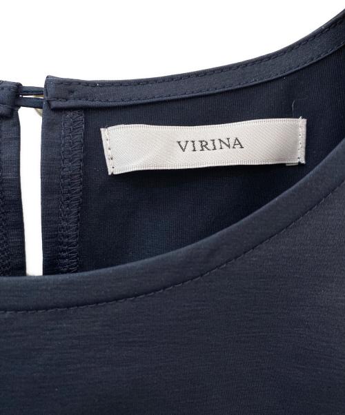 VIRINA（ヴィリーナ）VIRINA (ヴィリーナ) 七分袖ブラウス ネイビー サイズ:Sの古着・服飾アイテム