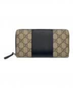 GUCCIグッチ）の古着「GGスプリーム ラウンドファスナーロングウォレット」｜ベージュ×ブラック