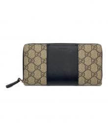 GUCCI（グッチ）の古着「GGスプリーム ラウンドファスナーロングウォレット」｜ベージュ×ブラック