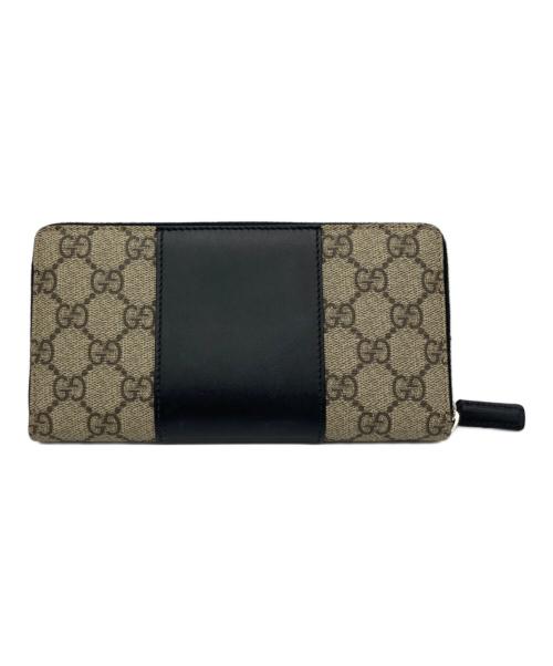 GUCCI（グッチ）GUCCI (グッチ) GGスプリーム ラウンドファスナーロングウォレット ベージュ×ブラック サイズ:‐の古着・服飾アイテム