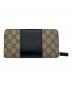 GUCCI (グッチ) GGスプリーム ラウンドファスナーロングウォレット ベージュ×ブラック サイズ:‐：27000円