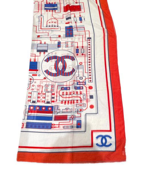 CHANEL（シャネル）CHANEL (シャネル) シャネル・データセンター シルクパレオ 赤×ホワイトの古着・服飾アイテム