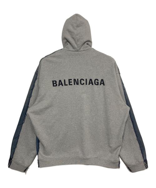 BALENCIAGA（バレンシアガ）BALENCIAGA (バレンシアガ) Back logo embroidered sweatshirt スカイブルー×グレー サイズ:2の古着・服飾アイテム