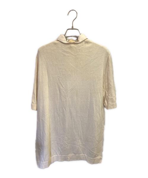 HERMES（エルメス）HERMES (エルメス) ニット切替シルクポロシャツ アイボリー サイズ:Mの古着・服飾アイテム