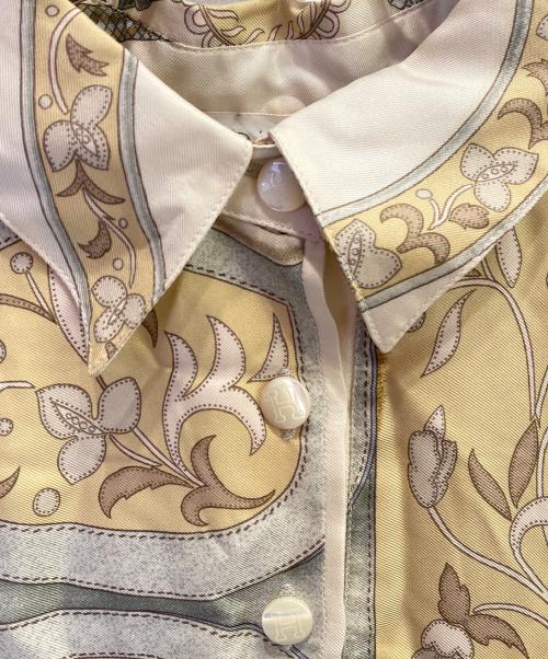 HERMES（エルメス）HERMES (エルメス) ニット切替シルクポロシャツ アイボリー サイズ:Mの古着・服飾アイテム