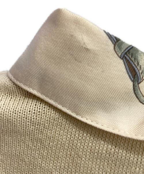 HERMES（エルメス）HERMES (エルメス) ニット切替シルクポロシャツ アイボリー サイズ:Mの古着・服飾アイテム