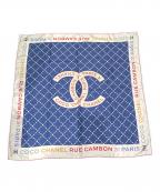 CHANELシャネル）の古着「ココマーク シルクスカーフ」｜ブルー