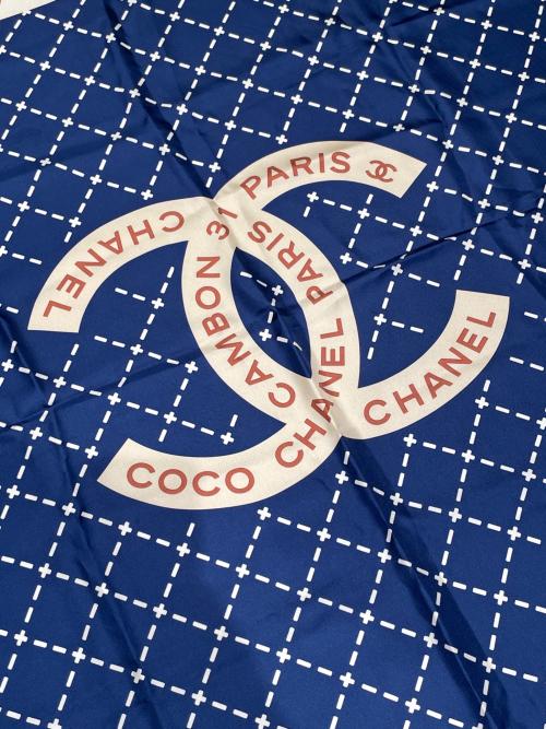 CHANEL（シャネル）CHANEL (シャネル) ココマーク シルクスカーフ ブルーの古着・服飾アイテム