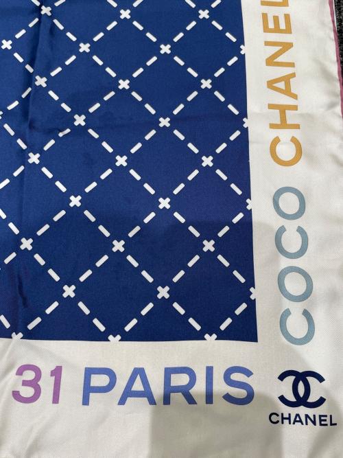 CHANEL（シャネル）CHANEL (シャネル) ココマーク シルクスカーフ ブルーの古着・服飾アイテム