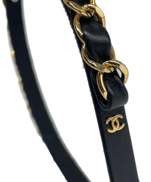 CHANEL（シャネル）CHANEL (シャネル) ラムスキン カチューシャ　 ブラックの古着・服飾アイテム