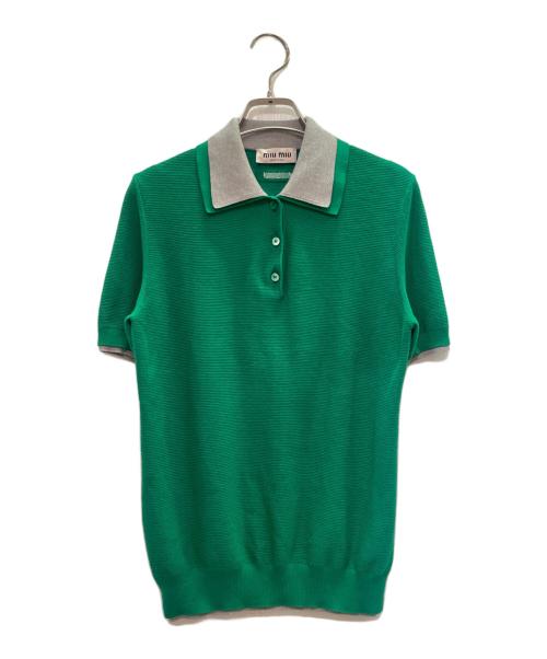 MIU MIU（ミュウミュウ）MIU MIU (ミュウミュウ) Cotton Polo Shirt グリーン サイズ:40の古着・服飾アイテム