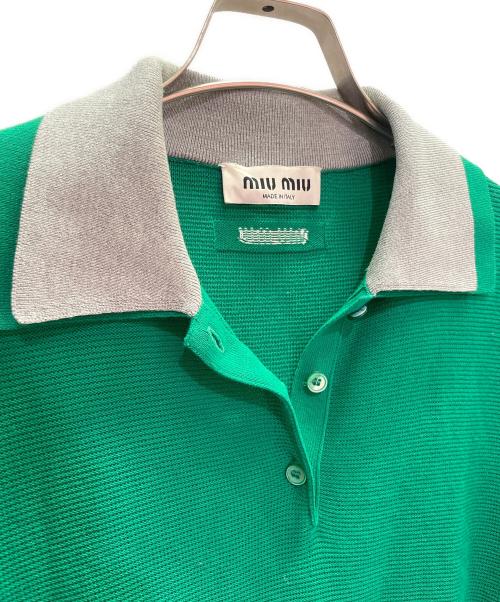 MIU MIU（ミュウミュウ）MIU MIU (ミュウミュウ) Cotton Polo Shirt グリーン サイズ:40の古着・服飾アイテム