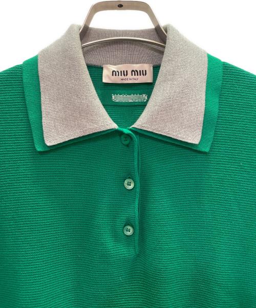 MIU MIU（ミュウミュウ）MIU MIU (ミュウミュウ) Cotton Polo Shirt グリーン サイズ:40の古着・服飾アイテム