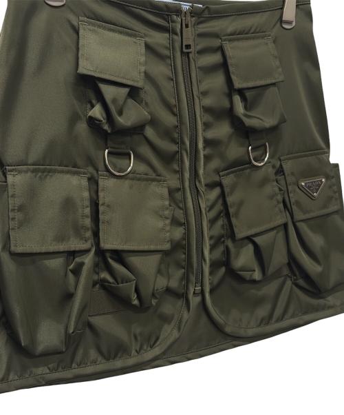 PRADA（プラダ）PRADA (プラダ) ポケット付きナイロンミニスカート カーキ サイズ:40の古着・服飾アイテム