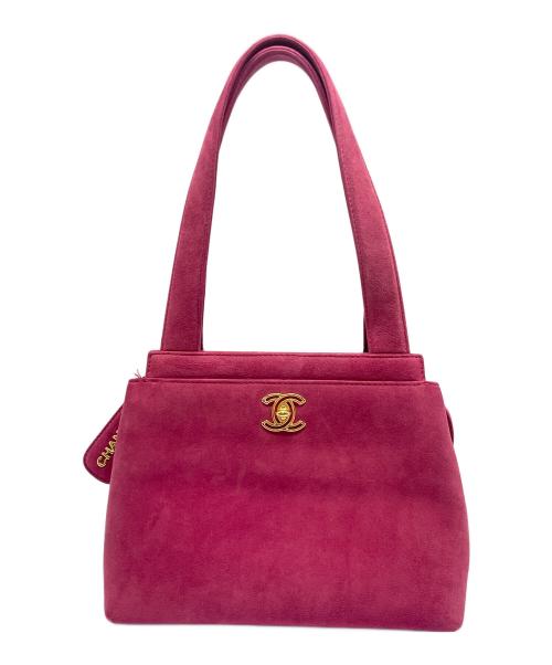 CHANEL（シャネル）CHANEL (シャネル) ターンロック ベロアハンドバッグ ピンクの古着・服飾アイテム