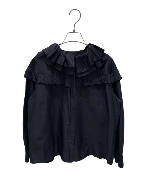 DRAWER（ドゥロワー）DRAWER (ドゥロワー) 22SS ダブルフリルカラーブラウス ブラック サイズ:36の古着・服飾アイテム