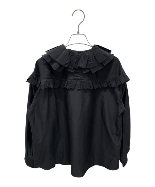 DRAWER（ドゥロワー）DRAWER (ドゥロワー) 22SS ダブルフリルカラーブラウス ブラック サイズ:36の古着・服飾アイテム