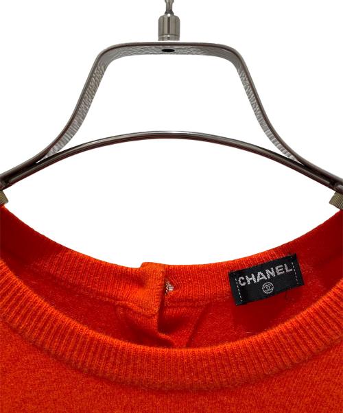 CHANEL（シャネル）CHANEL (シャネル) ココマーク カシミヤ バッグボタンワンピース オレンジ サイズ:1の古着・服飾アイテム