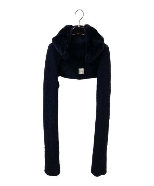 MaxMara（マックスマーラ）MaxMara (マックスマーラ) ファー付マフラー ネイビーの古着・服飾アイテム
