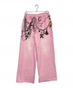 doubletダブレット）の古着「EMBROIDERED CHAIN TRACK PANTS」｜ピンク